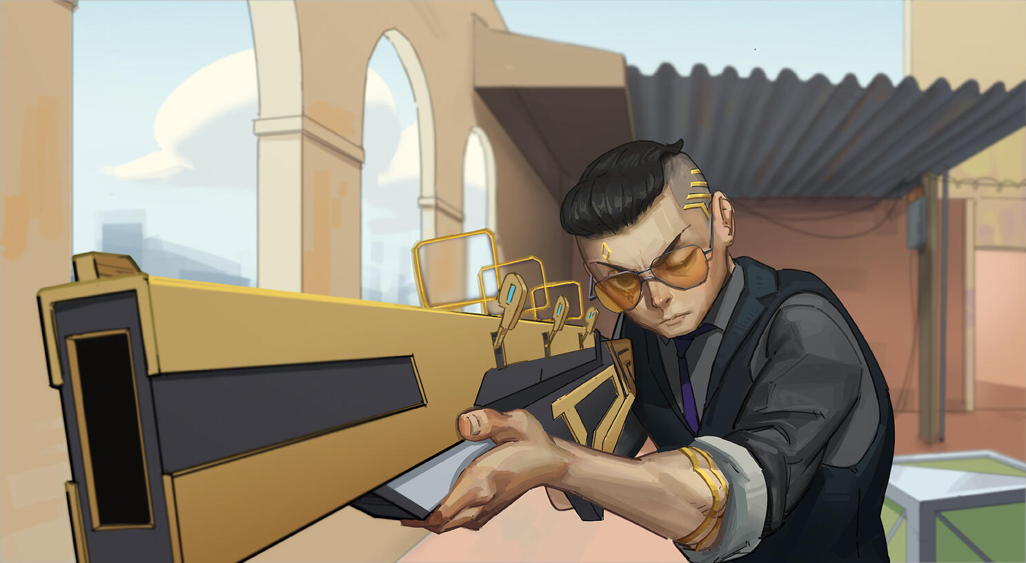 Fan illustration of an early design of Chamber from Valorant