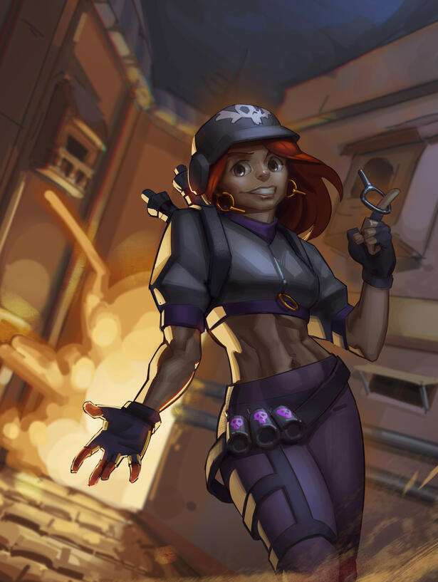 Illustration of VALORANT Raze's early design