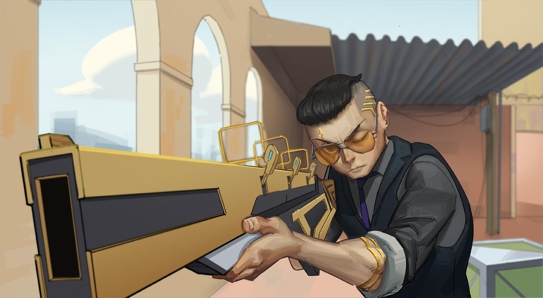 Fan illustration of an early design of Chamber from Valorant